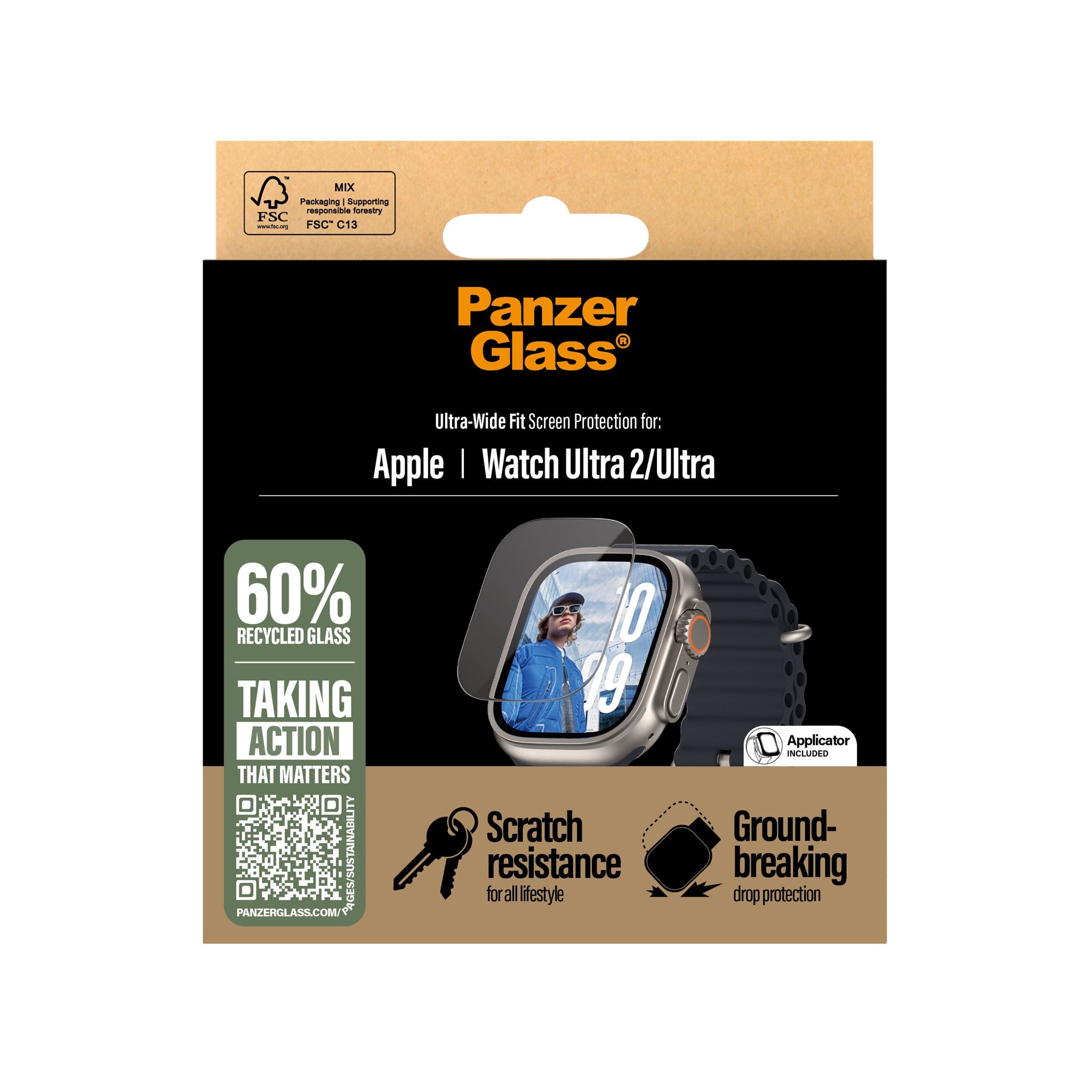 PanzerGlass® Displayschutz Apple Watch Ultra | Ultra 2 | Ultra-Wide Fit
